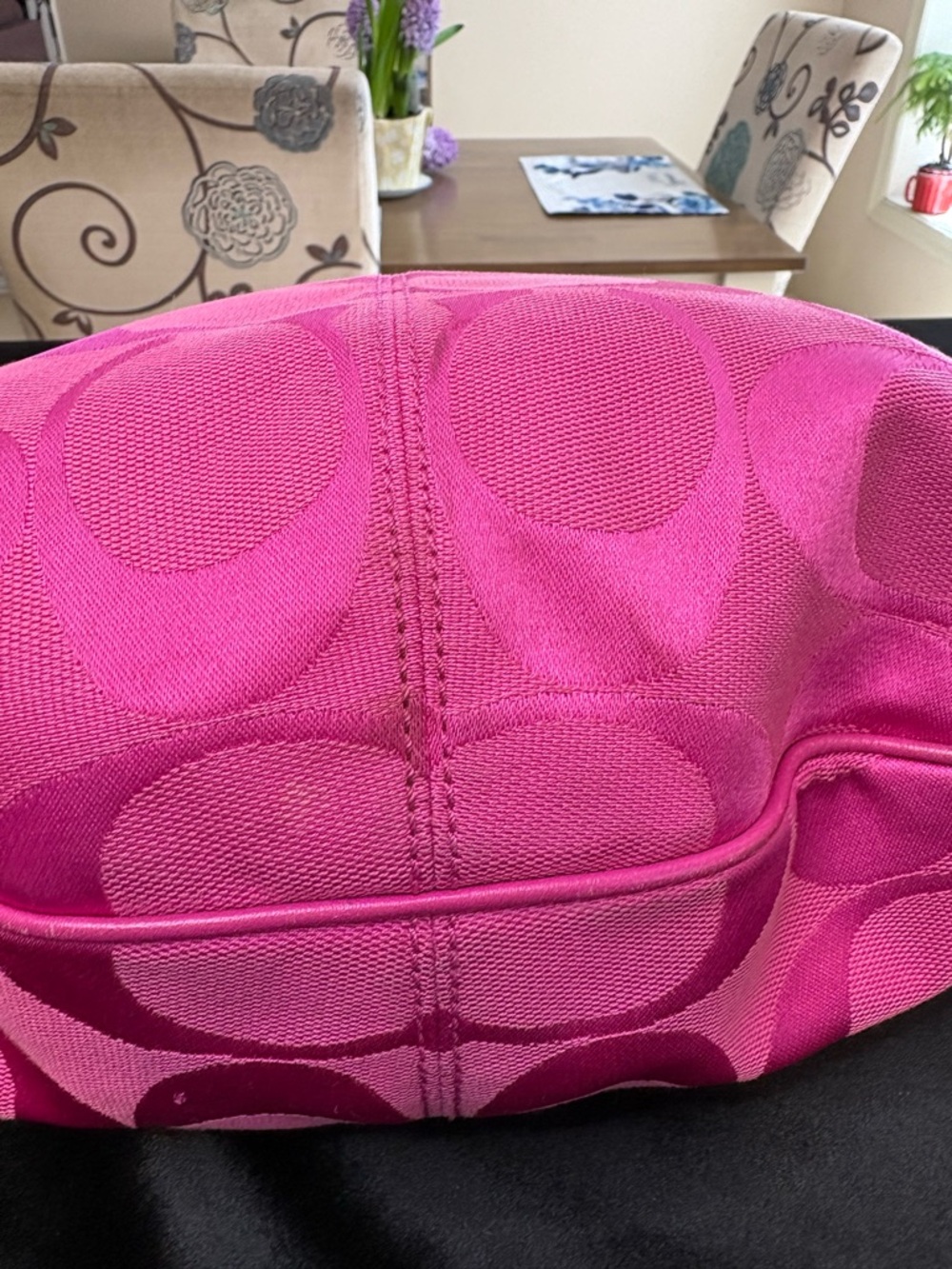 🔥🔥🔥Coach Rare Laura Signature Canvas Leather Should Bag Vibrant Pink - Picture 6 of 16